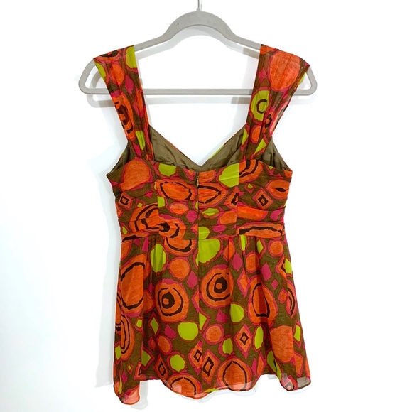Nanette Lepore Orange Print Silk Blouse - Picture 6 of 8